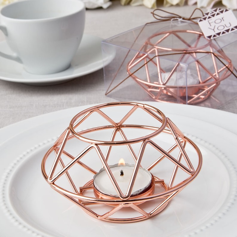 Rose Gold Geometric Wire Candle Holder Wedding Bridal Shower Etsy
