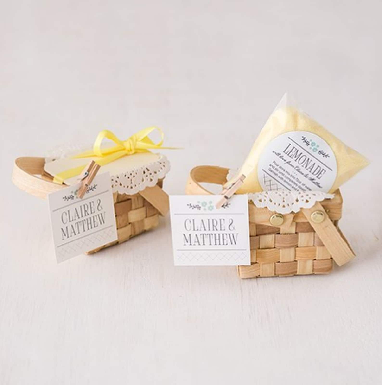 Mini Picnic Basket Favor Boxes Set of 6 Wedding Bridal Etsy