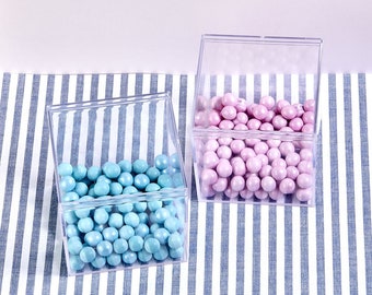 Clear Candy Boxes - 3" Cube - Set of 6 - Wedding Birthday Party Candy Buffet Plastic Favor Containers - MW70057