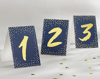 Blue Table Numbers Navy Gold Tent Wedding Reception Number Cards Decorations - Set of 18 - MW35522