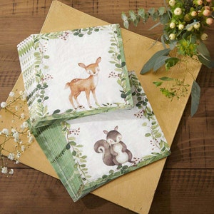 Woodland Party Napkins - Set of 30 - Rustic Animals Baby Shower Tableware - MW37016