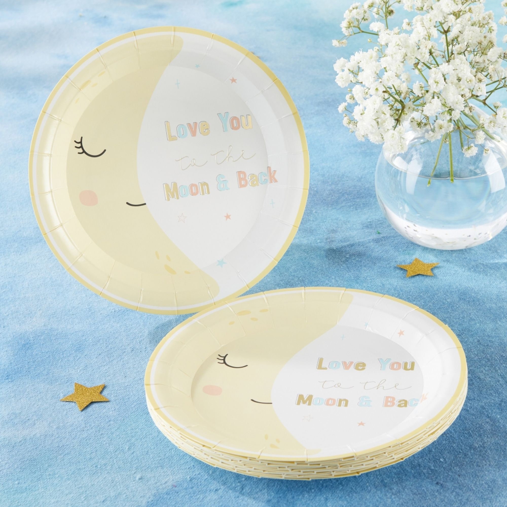 Baby Shower Dessert Plates Set of 16 7 Love You to the Moon and Back Paper Plates MW37048