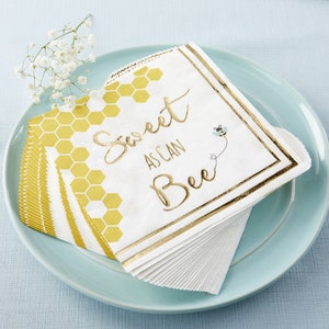 Baby Shower Napkins - Set of 30 - Sweet as Can Bee Yellow Gold Party Tableware - MW37032