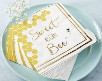 Baby Shower Napkins - Set of 30 - Sweet as Can Bee Yellow Gold Party Tableware - MW37032