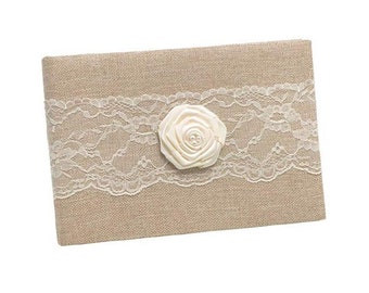 Burlap /& Lace Wedding Rustic Wedding GUEST BOOK David Tutera