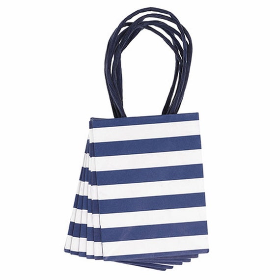 Navy Gift Bags Pack of 6 Mini Striped 3 x 4 Etsy
