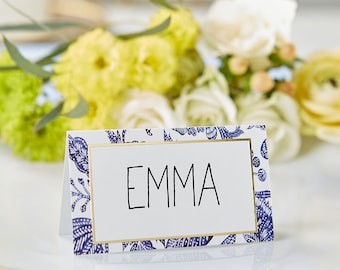 50 Blank Wedding Rectangle Floral Damask Place Cards 