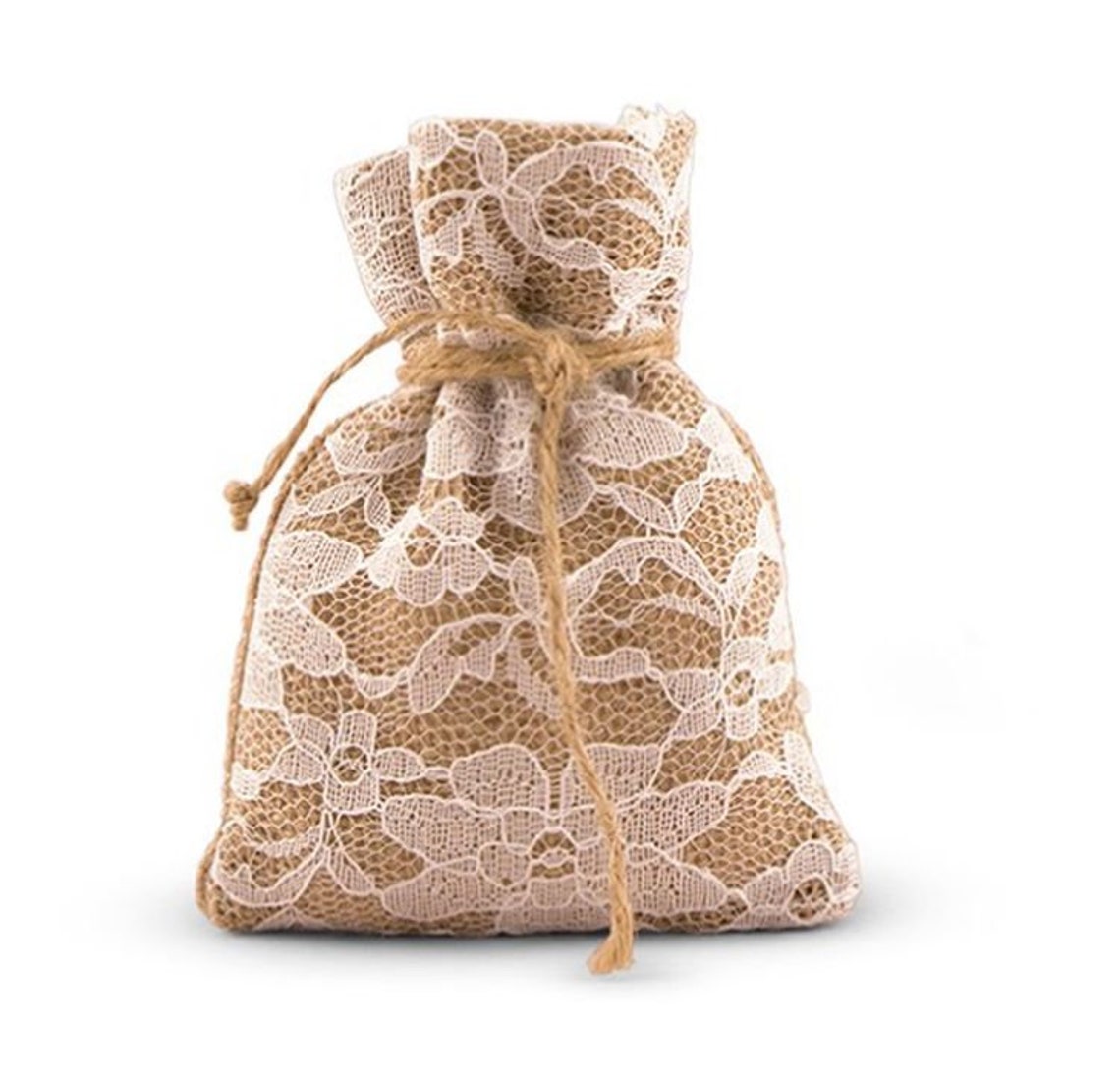 Burlap Lace Bags Set of 12 Rustic Wedding Favor Bags Etsy
