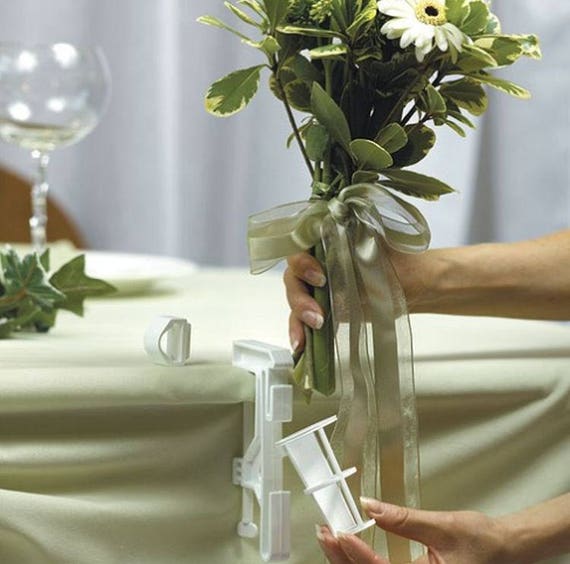 Bouquet Holder Table Decoration for Wedding Reception Bridal Shower Plastic  Clip to Attach Flowers to Head Table Gift Table MW14122 