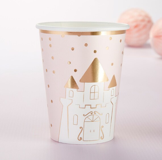 8 Princess Pink Gold Cups Enchanted Fairy Tale Birthday Party Decor MW36938 