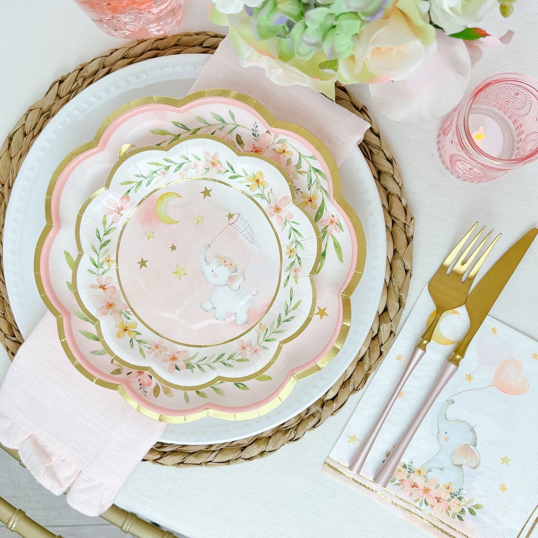 Pink Elephant Plates Napkins Baby Shower or Birthday Party Etsy