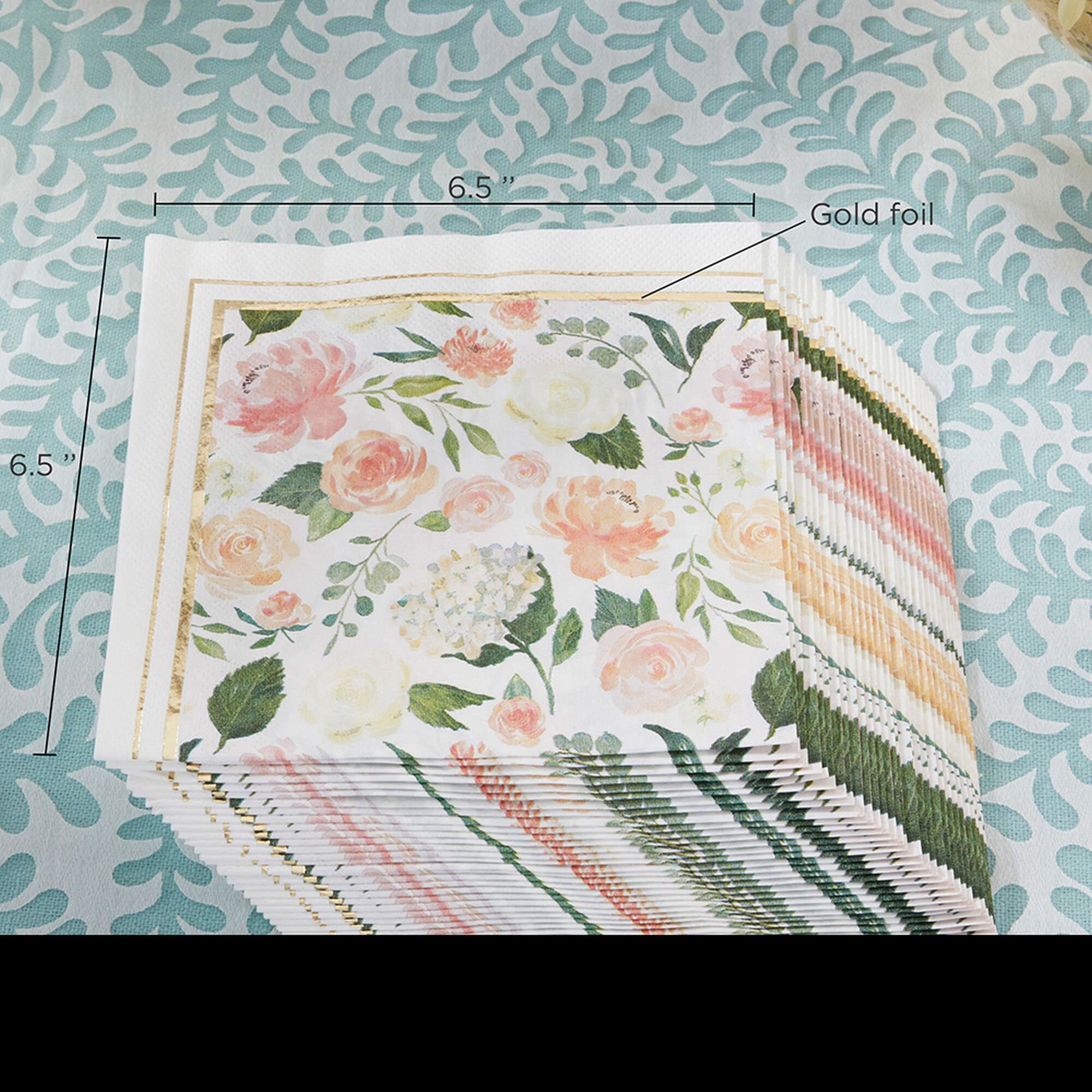 Floral Party Napkins Set of 30 Pink Green Gold Paper Etsy