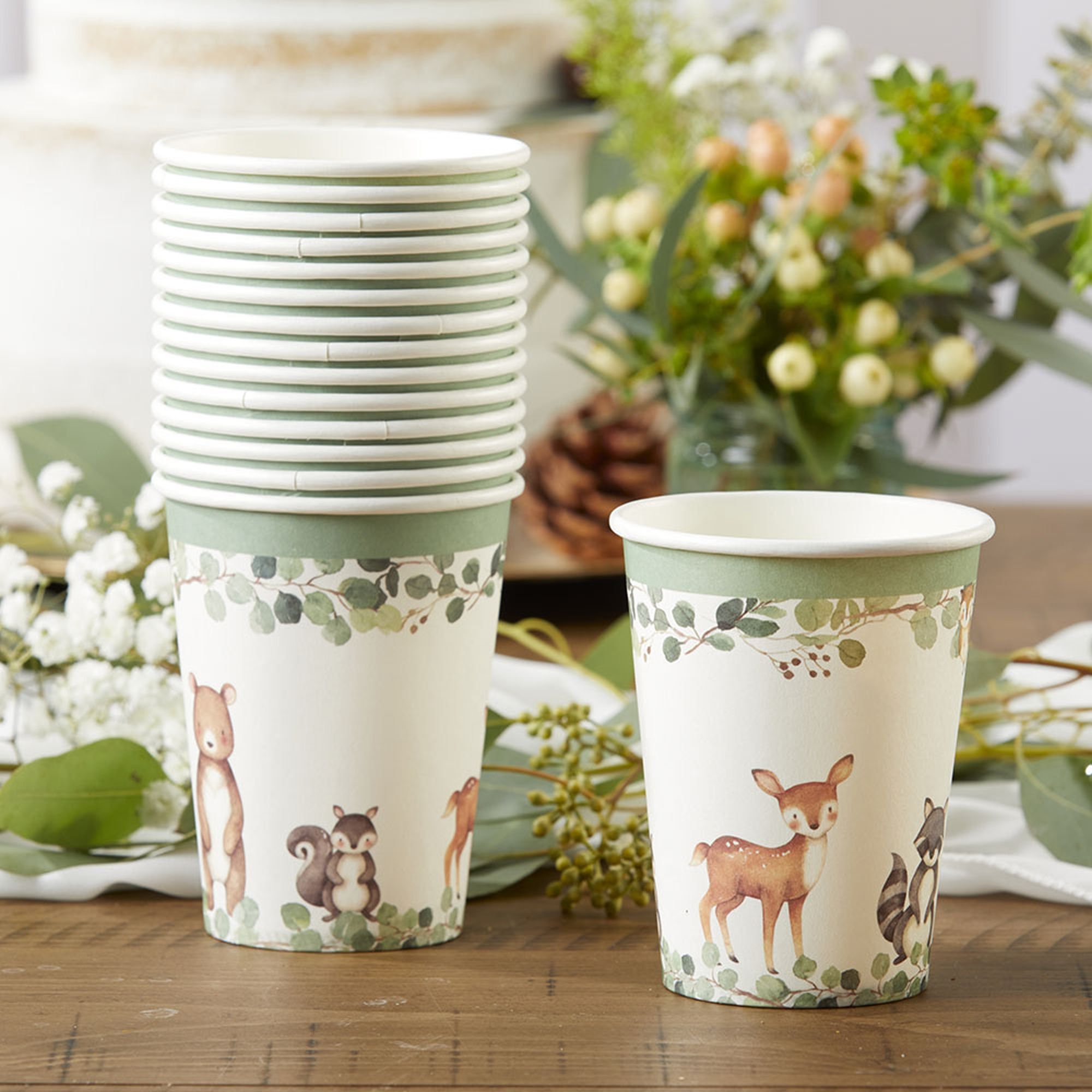 Woodland Paper Cups Set of 16 Rustic Animals Baby Shower - Etsy