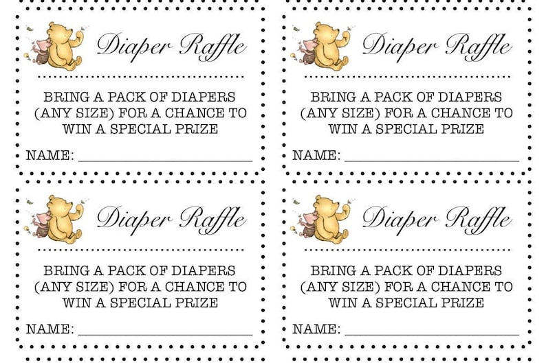 Winnie the Pooh - Diaper Raffle - Etsy