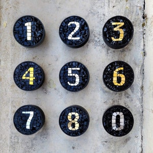 Limited Edition Mosaic House Number | Single Digit | Custom Made Signs for Homes and Businesses | Real Gold House Numbers