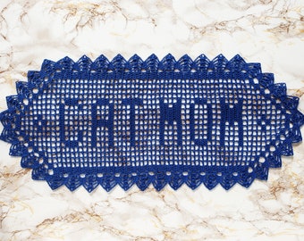 Cat Mom Crochet Doily Name Scarf, Ready to Ship in Two Colors