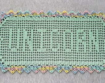 Unicorn Crochet Doily Name Scarf