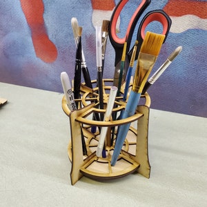 MDF Lasercut Paintbrush and tool holder