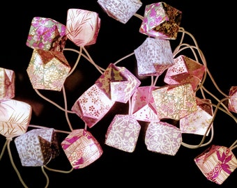 Guirlande lumineuse 20 cubes origami - mauve