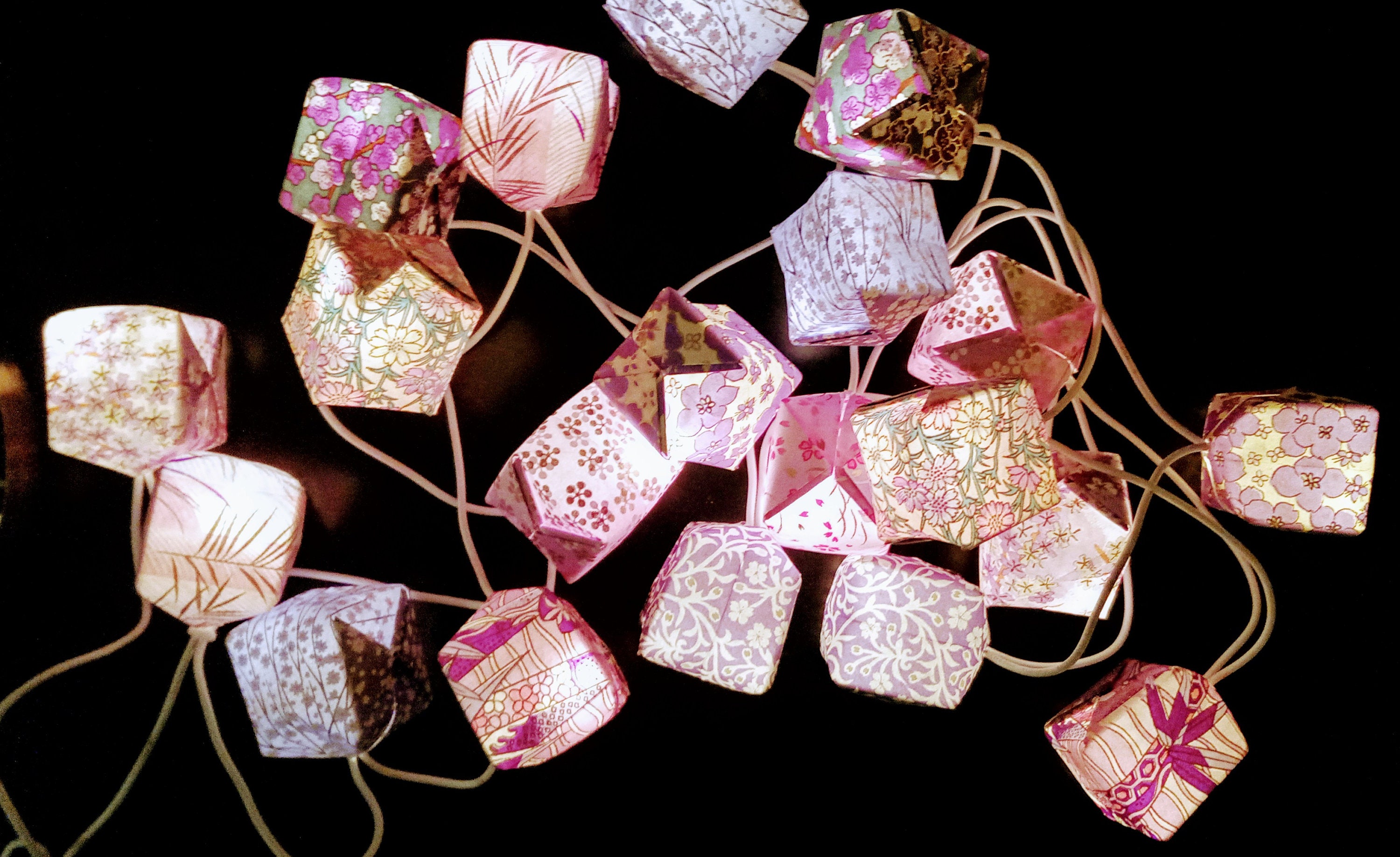 Guirlande Lumineuse 20 Cubes Origami - Mauve