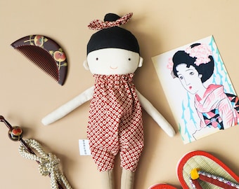 Chie - Top knot girl /  Japanese doll / oriental doll /  black hair doll / Chinese / Korean / Asian doll
