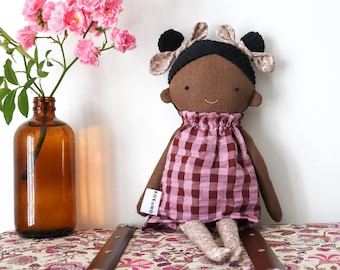 Lottie - Top knot girl / dark skin doll / black doll / biracial doll / mixed race doll