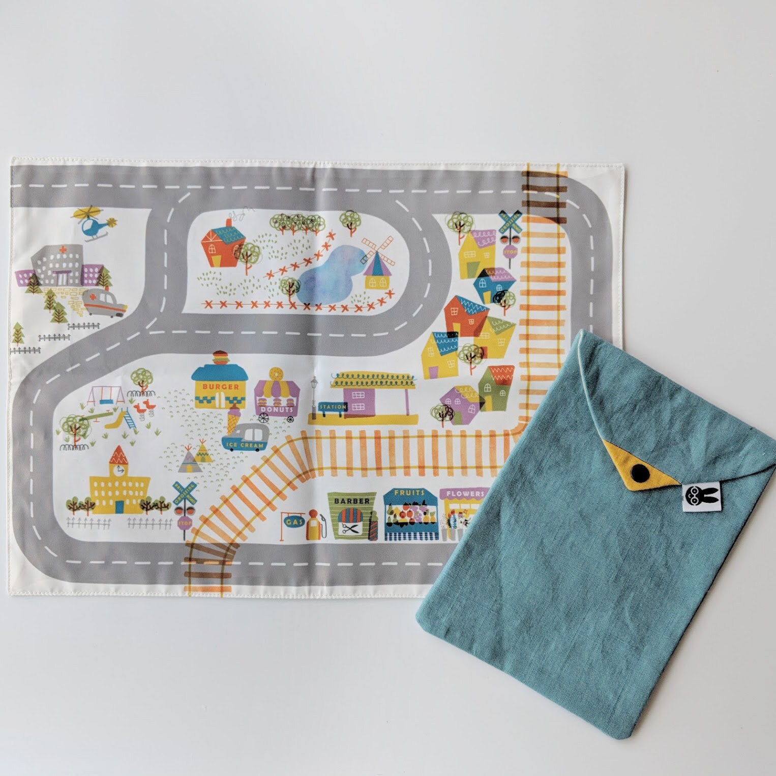 Waterproof Town playmat road play mat train play mat travel Etsy