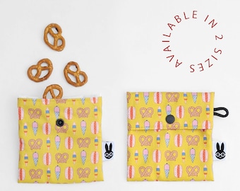 Reusable snack bag pouch / dummy pacifier holder / eco friendly gifts / sustainable gifts /  ice cream hotdog print /