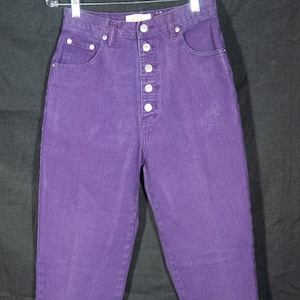 Vintage Purple Jeans 'Jeanjer' Label Button Fly High Rise, Tapered Leg -  27" High Waist