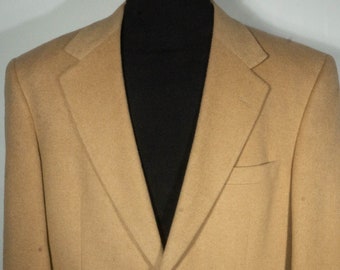 Vintage Camel Hair Jacket 90s Made in USA Union Label Blazer Geoffrey Beene Designer - 46" Chest