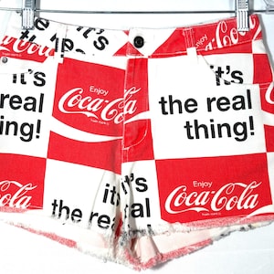 Vintage Coca-Cola-jeansshort: rood-witte denim-cut-offs - maat S