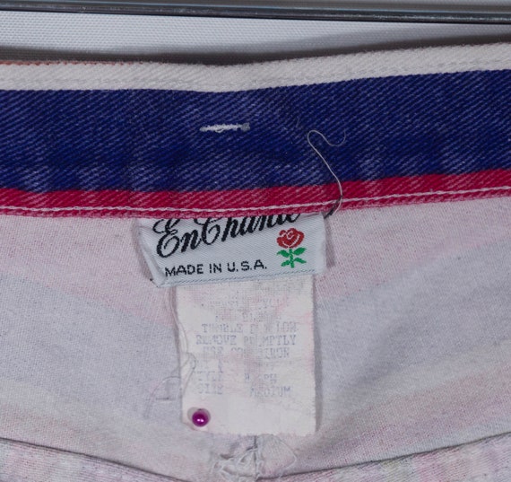 Vintage Jean Shorts Made in USA Colorful Striped … - image 5