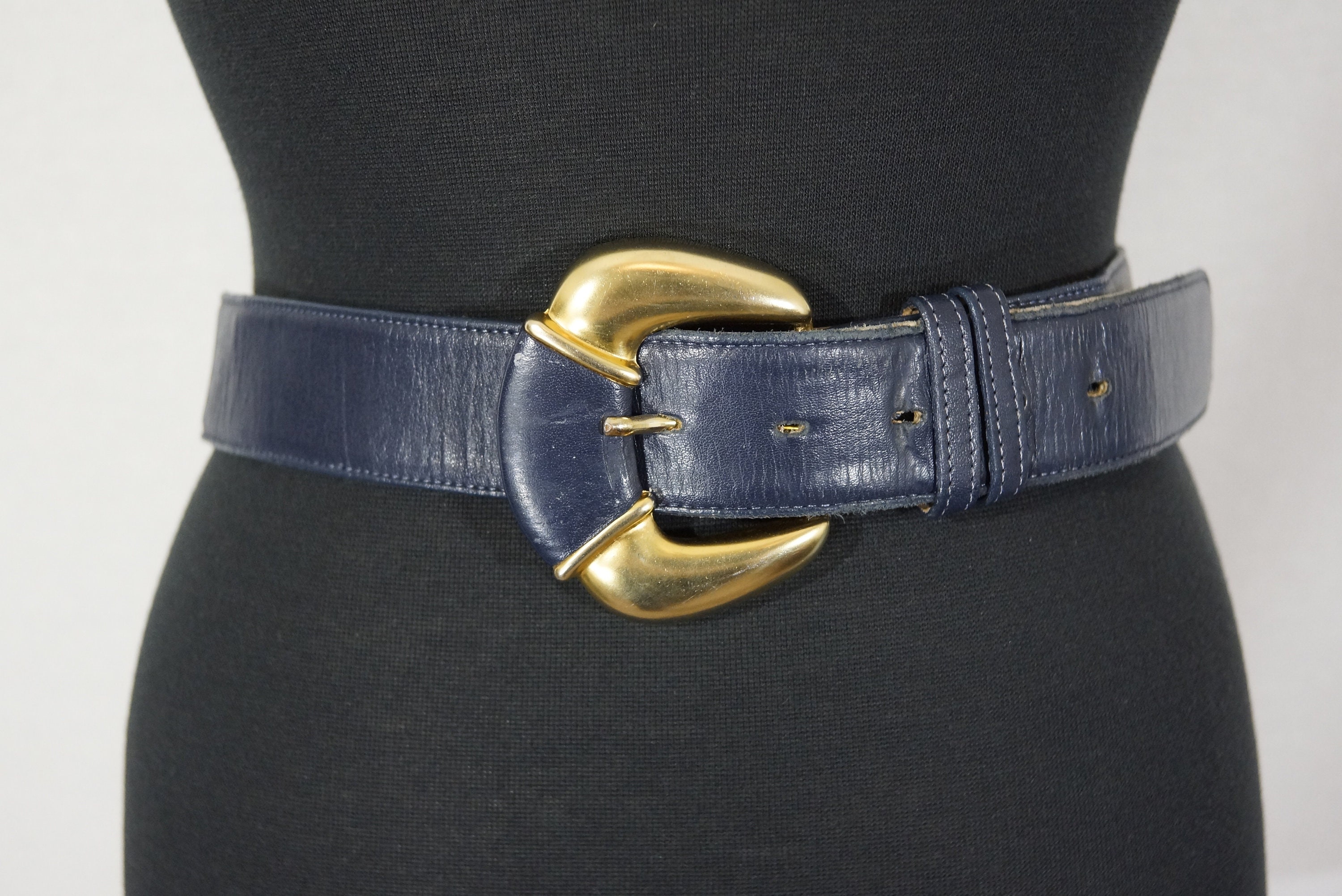 1980's Leather Belt Leather Wrapped Buckle Vintage Ginnie Johansen ...