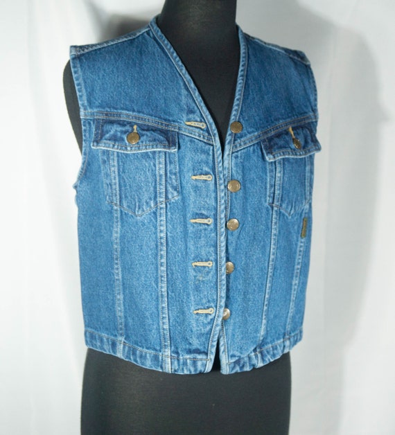 Vintage Jean Vest 90s Made in USA Sleeveless Jacket - Etsy