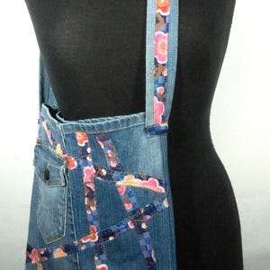 Vintage sac en jean recyclé sac à main sac à bandoulière en denim matériaux mixtes seau sac Jeans recyclés fait main cousu main fait durable sac