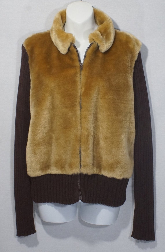 Vintage Jacket 90s Plush Pile Knit Zip Up Faux Fu… - image 2