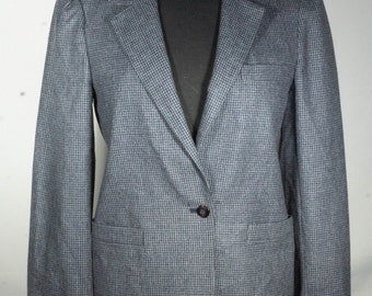 Vintage Blazer 1980's Houndstooth Jacket Lined Paris New York Import Designer Label 80s does 40s style - *VTG Size* 8