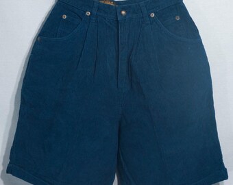 Pantalones cortos de pana vintage de Eddie Bauer: estilo preppy de cintura alta con puños de los años 90