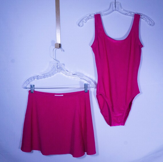 Vintage Swimsuit Leotard Mini Skirt 2 Piece Bodysuit … Gem