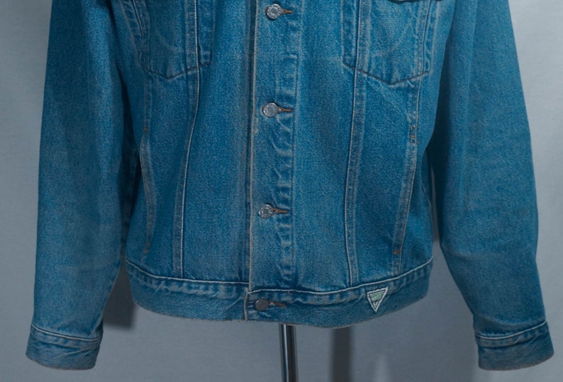 Vintage Guess Jean Jacket Made in USA 80s Denim Coat Size L Etsy