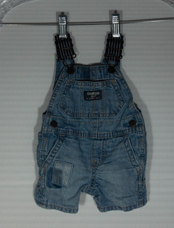 Baby Carhartt Overalls Shorts Blue Jean Patches D… - image 3