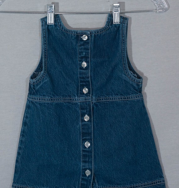 OshKosh Kids Jean Dress Vintage 90s Overalls Cut … - image 8