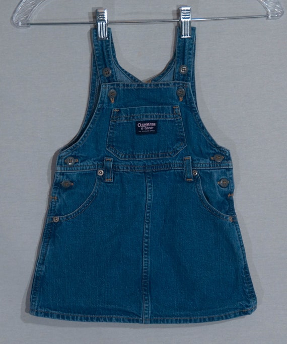 Vintage OshKosh Jean Dress Toddler Denim Jumper O… - image 1