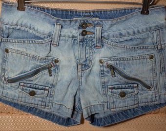 Vintage Paris Blues Jean Shorts: 90s Stone Wash Utility Pockets - Size 5