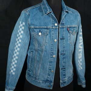 Vintage Levi's jeansjacka: Rutig racerbana, storlek S/M