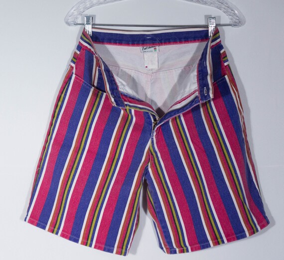 Vintage Jean Shorts Made in USA Colorful Striped … - image 3