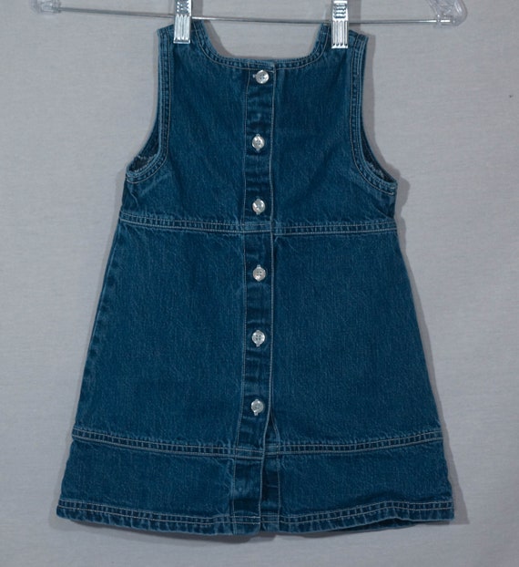 OshKosh Kids Jean Dress Vintage 90s Overalls Cut … - image 2