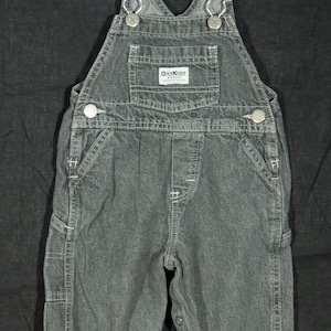 Vintage OshKosh Denim Overalls - Gray Wash Vestbak Dungarees - 18M