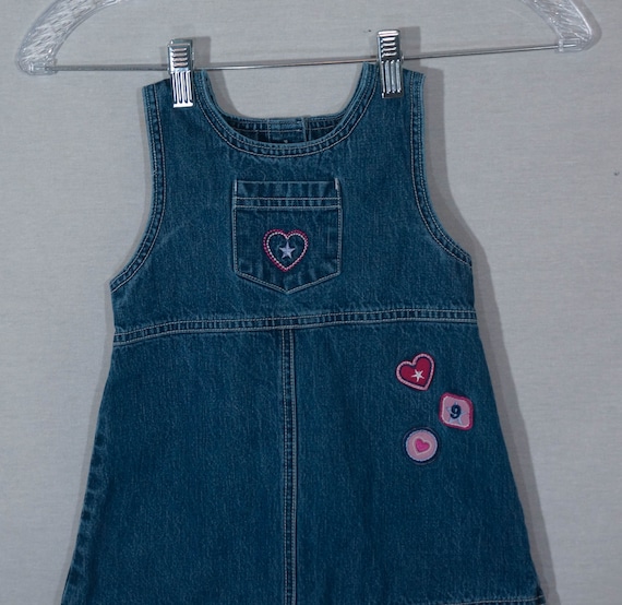OshKosh Kids Jean Dress Vintage 90s Overalls Cut … - image 6