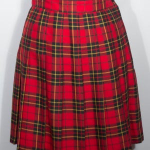 Vintage Skirt 1980&#39;s Plaid Midi Pleated Skirt 80s Huntington Ridge Label Made in USA Preppy - VTG Women&#39;s Size 9/10 28&quot; High Waist